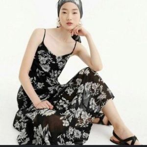 J CREW MERCANTILE Black & White Floral Tiered Maxi Dress Size 2 NWT